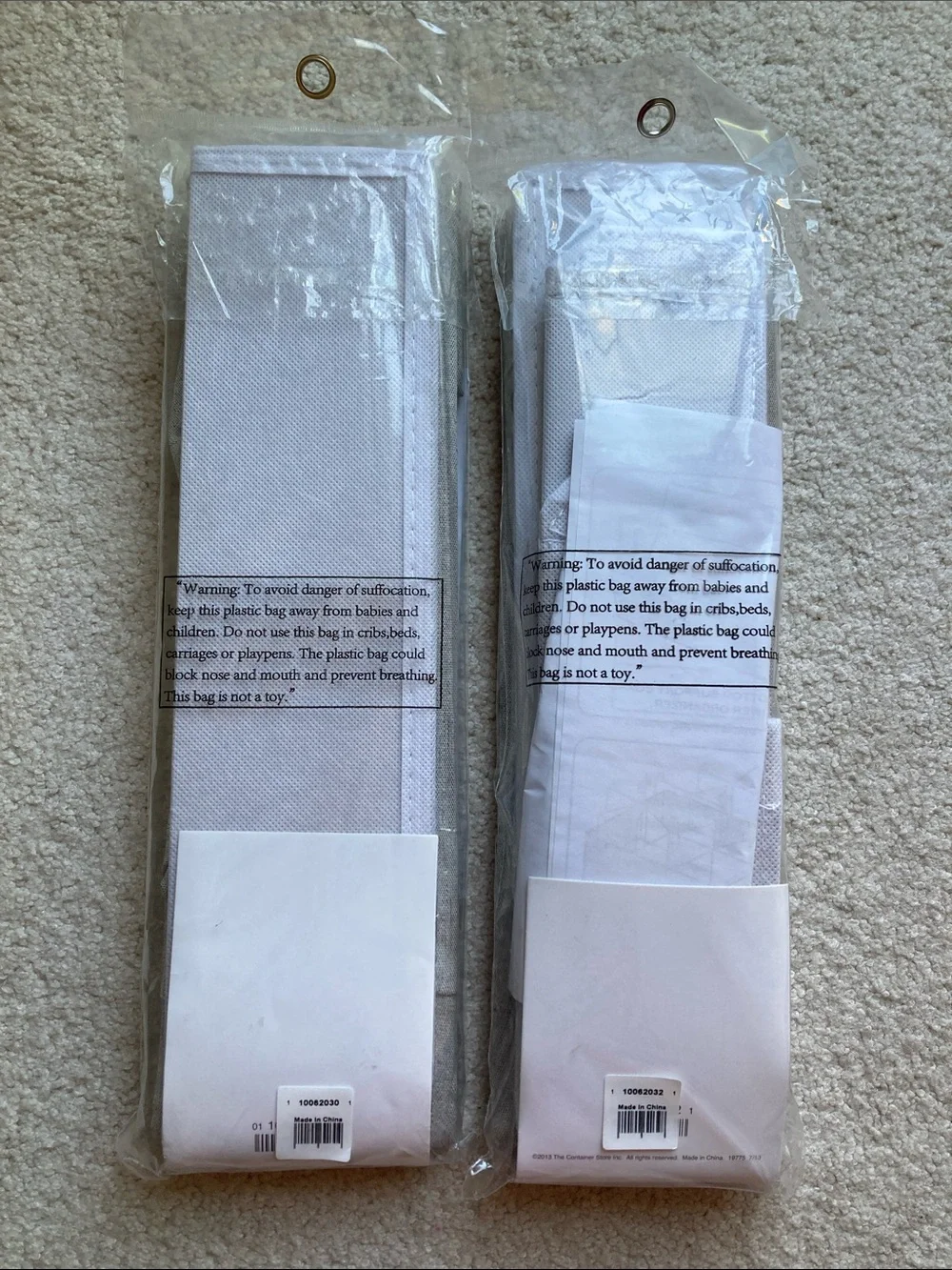 The Container Store bundle of two cocoa twill section drawer organizers